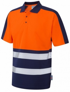 Superior Coolviz Plus High Visibility Orange/Navy Advanced Polo Shirt